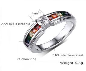 img 3 attached to 🌈 JAJAFOOK LGBT Rainbow CZ Cubic Zirconia Wedding Engagement Rings- 316L Stainless Steel for Gay and Lesbian Pride