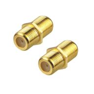 vce 2-pack f-type coaxial rg6 cable connector gold plated, coaxial video cable extension adapter - connects two coax cables logo