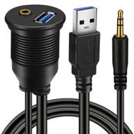 🔌 batige usb 3.0 & 3.5mm car mount flush cable - waterproof 3.5mm + usb3.0 aux extension for car, boat, and motorcycle - 3ft logo