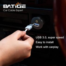 img 1 attached to 🔌 BATIGE USB 3.0 & 3.5mm Car Mount Flush Cable - Waterproof 3.5mm + USB3.0 AUX Extension for Car, Boat, and Motorcycle - 3ft