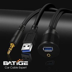 img 2 attached to 🔌 BATIGE USB 3.0 & 3.5mm Car Mount Flush Cable - Waterproof 3.5mm + USB3.0 AUX Extension for Car, Boat, and Motorcycle - 3ft