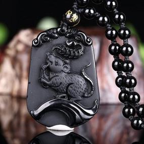 img 3 attached to 🔮 SEO-Enhanced Obsidian Gemstone Zodiac Necklace Pendant – Pure Natural Horoscope Animal Sign Amulet