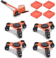 ronlap 6-inch steel tri-dolly: 3-wheel furniture mover's dolly with lifter - heavy-duty rollers for heavy furniture - moving triangle dolly with swivel caster - 130 lbs capacity each pack - 4 pack, orange logo