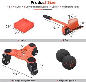 img 3 attached to Ronlap 6-Inch Steel Tri-Dolly: 3-Wheel Furniture Mover's Dolly with Lifter - Heavy-Duty Rollers for Heavy Furniture - Moving Triangle Dolly with Swivel Caster - 130 Lbs Capacity Each Pack - 4 Pack, Orange