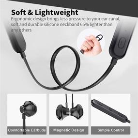 img 1 attached to Наушники MUBIAO Bluetooth Neckband V5.0 - легкие беспроводные спортивные наушники с микрофоном и 10-часовым временем работы, подходят для тренировок в зале, бега на улице и совместимы с iPhone, Samsung и Android (черного цвета).