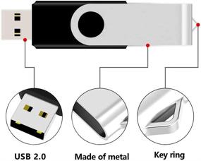 img 3 attached to Флеш-накопитель USB 2.0 емкостью 32 ГБ с поворотным дизайном, светодиодной подсветкой и карабином на ключи - черный