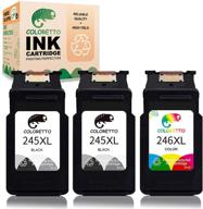 coloretto remanufactured printer ink cartridge replacement for canon pg-245xl cl-246xl pg-243 cl-244 to use with canon pixma mx492 mx490 ip2820 mg2420 mg2522 ts3122 (2 black+1 color) combo pack logo