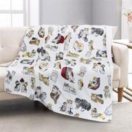 kids cat blanket: cute cat life theme pattern flannel fuzzy blanket | super soft and warm cozy plush throw for boys and girls | sofa, bed, or couch blanket | perfect kawaii cat lovers gift | 50x60 inch size logo