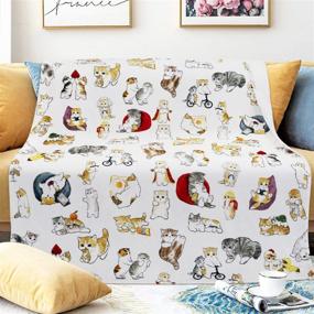 img 3 attached to Kids Cat Blanket: Cute Cat Life Theme Pattern Flannel Fuzzy Blanket | Super Soft and Warm Cozy Plush Throw for Boys and Girls | Sofa, Bed, or Couch Blanket | Perfect Kawaii Cat Lovers Gift | 50x60 Inch Size