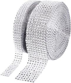 img 4 attached to 💎 2 Rolls of Suhome Acrylic Rhinestone Diamond Ribbon: 4 Row 10 Yard and 8 Row 10 Yard; Ideal for Wedding Cakes, Birthday Decorations, Baby Shower Events, Arts and Crafts Projects; Color: Silver