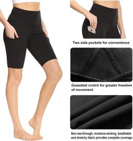 img 1 attached to 🩳 Syrinx Women's High Waist Biker Shorts with Pockets - Tummy Control and Stretchy Yoga Shorts for Workout and Running