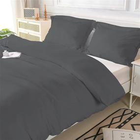 img 4 attached to 🛏️ Softan Grey King Duvet Cover Set - Zipper Closure, Corner Ties, Soft & Breathable Washed Microfiber Comforter Cover - All Seasons 3 Piece