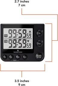 img 2 attached to ⏲️ Large Display Dual Timer with Marathon's Countdown/Up, Blinking Alarm, Adjustable Sound, Magnetic Back and Stand, Batteries Included (Double Timer Black)