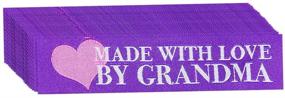 img 1 attached to Wunderlabel Grandma Nana Heart Crafting Fashion Woven Ribbon Ribbons Tag Clothing Sew Clothes Garment Fabric Material Embroidered Tags, Blue White Purple, 25 Labels - Made with Love