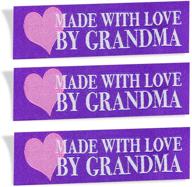 wunderlabel grandma nana heart crafting fashion woven ribbon ribbons tag clothing sew clothes garment fabric material embroidered tags, blue white purple, 25 labels - made with love logo