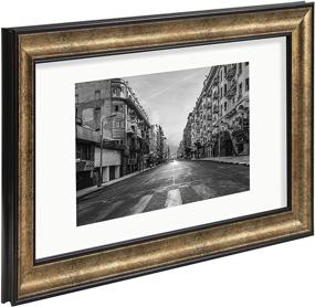 img 3 attached to 🖼️ Golden State Art, Dark Gold Brown & Bronze Pewter Panel 11x14 Photo Frame with Mat, Real Glass, and White Color Mat, Ideal for 8x10 Pictures, 1.25 Inch Frame Border