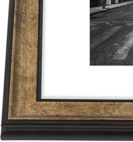img 2 attached to 🖼️ Golden State Art, Dark Gold Brown & Bronze Pewter Panel 11x14 Photo Frame with Mat, Real Glass, and White Color Mat, Ideal for 8x10 Pictures, 1.25 Inch Frame Border