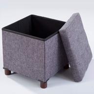 stylish and functional grey storage ottoman 🪑 with wooden legs for living room and bedroom логотип