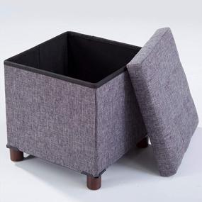 img 4 attached to Stylish and Functional Grey Storage Ottoman 🪑 with Wooden Legs for Living Room and Bedroom