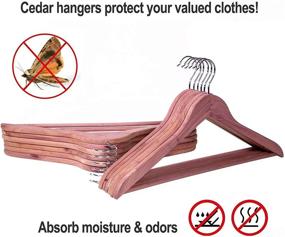 img 2 attached to 🪧 High-Quality Solid Cedar Hangers 12 Pack - Durable Wooden Hangers with 360 Degree Swivel Hook for a Neat Closet