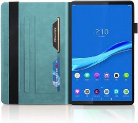 img 2 attached to Turquoise PU Leather Folio Stand Cover Shell with Pencil Holder and Card Slot for Lenovo Tab M10 FHD Plus (2nd Gen) TB-X606F / TB-X606X Tablet (2020)