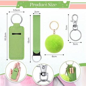 img 3 attached to 👝 40-Piece Chapstick Holder Keychain Lip Balm Wristlet Keychain Lipstick Sleeve Clip-on Pouch, Pom Keychains with Fluffy Ball and Circle Keyring (Colorful Styling)