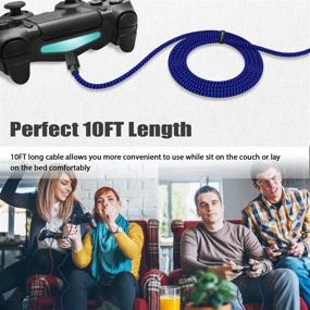 img 1 attached to 🔌 3-Pack 10FT Nylon Braided Micro USB Charging Cable for PS4 Controller – High-Speed Data Sync Cord Compatible with Playstation 4, Xbox One S/X Controller, Android Phones – Black, Blue, and Red