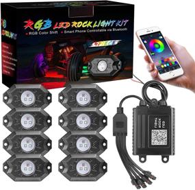 img 4 attached to 🌈 Waterproof RGB LED Rock Light Kit - Auto Power Plus Neon Lights with Bluetooth - Strobe Underglow RGB LED Lights for Off Road Car, Truck, ATV, Boat, Motorcycle - 8 Pods