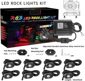 img 3 attached to 🌈 Waterproof RGB LED Rock Light Kit - Auto Power Plus Neon Lights with Bluetooth - Strobe Underglow RGB LED Lights for Off Road Car, Truck, ATV, Boat, Motorcycle - 8 Pods