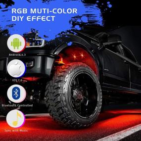 img 1 attached to 🌈 Waterproof RGB LED Rock Light Kit - Auto Power Plus Neon Lights with Bluetooth - Strobe Underglow RGB LED Lights for Off Road Car, Truck, ATV, Boat, Motorcycle - 8 Pods