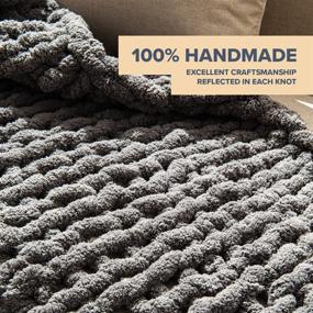 img 1 attached to 🛋️ Soft Chenille Yarn Chunky Knit Blanket Throw - 50"x60" - Machine Washable Crochet Cable Knit Throw Blanket for Couch, Bed (Slate Grey)