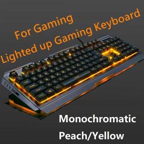 img 1 attached to Iron Orange Yellow Gaming Keyboard Mouse Combo - Full Size Metallic Backlit Keyboard with Color Changing LED Light, USB Gamer Keyboard for Prime Xbox One, PS4