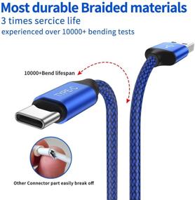 img 3 attached to Переносной USB-C зарядник с коротким кабелем, OneKer (2 шт. по 1 футу) - быстрая зарядка, плетеный нейлоновый шнур для Samsung Galaxy S9 S8 Plus Note 9 8, LG G5 G6 V20 30, Google Pixel 2 XL, портативное зарядное устройство (синий)