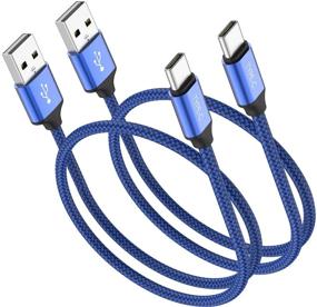 img 4 attached to Переносной USB-C зарядник с коротким кабелем, OneKer (2 шт. по 1 футу) - быстрая зарядка, плетеный нейлоновый шнур для Samsung Galaxy S9 S8 Plus Note 9 8, LG G5 G6 V20 30, Google Pixel 2 XL, портативное зарядное устройство (синий)