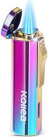 🔥 kollea torch lighter - triple jet windproof refillable butane lighter, rainbow pocket lighter with adjustable flame - ideal gift for men on birthday, christmas (butane gas excluded) logo