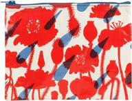 🌸 blue q flower shower zipper pouch: eco-friendly, colorful chunky zipper, 7.25"h x 9.5"w (red) logo