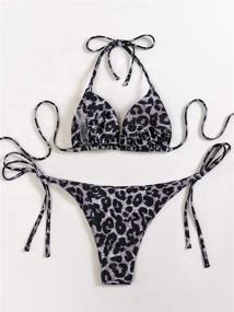 img 2 attached to Romwe Triangle Swimsuit Bathing Leopard
