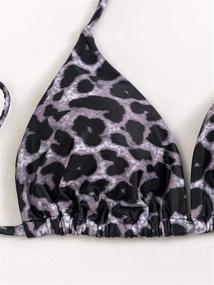 img 1 attached to Romwe Triangle Swimsuit Bathing Leopard