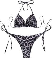 romwe triangle swimsuit bathing leopard logo