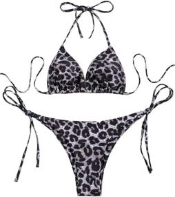 img 4 attached to Romwe Triangle Swimsuit Bathing Leopard