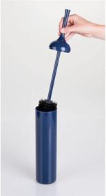 img 1 attached to 🚽 mDesign Navy Blue Slim Toilet Bowl Brush and Holder - Space-Saving Bathroom Storage and Organizational Solution