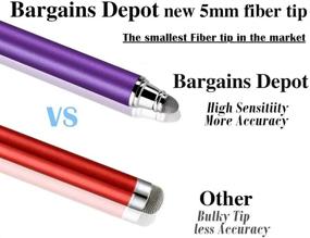 img 2 attached to 🖊️ Bargains Depot 5mm High-Sensitivity Fiber Tip Capacitive Stylus Dual-tip Universal Touchscreen Pen for Tablets & Cell Phones with 8 Extra Replaceable Fiber Tips (Set of 4, Black/Blue/Purple/Red)