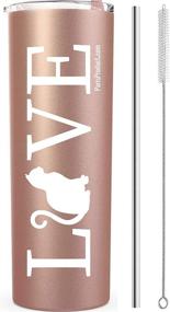 img 4 attached to 🐱 20 Oz Stainless Steel Tumbler with Straw - Love Cat Design | Funny Birthday Gifts for Women, BFF Wife, Mom | Coffee, Wine, Water Bottle | Ideal Birthday Decorations & Wine Gift Ideas for Her