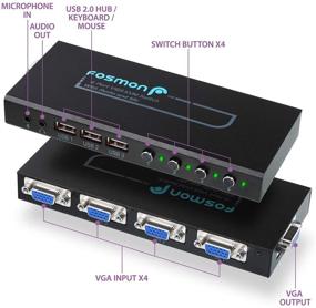 img 2 attached to Fosmon 4-Port VGA KVM Switch with USB Hubs, Audio Output, VGA Cables - 2048x1536@500MHz DDC - Share 4 Computers, Monitor & USB Devices (Mouse, Keyboard, Printer) - for PC Laptop Desktop