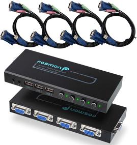 img 4 attached to Fosmon 4-Port VGA KVM Switch with USB Hubs, Audio Output, VGA Cables - 2048x1536@500MHz DDC - Share 4 Computers, Monitor & USB Devices (Mouse, Keyboard, Printer) - for PC Laptop Desktop