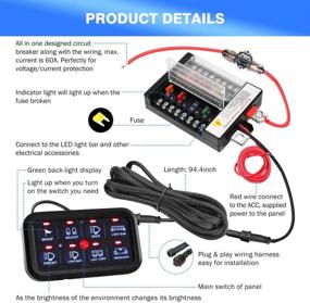 img 3 attached to 🚗 Partol 8 Gang Switch Panel: Universal Circuit Control Box with Touch Panel Switches - Ideal for Truck, ATV, UTV, Boat, Marine, SUV - Blue Backlit LED System