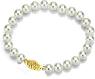 exquisite white akoya cultured pearl bracelet for women - 14k gold, 6.5-7mm logo