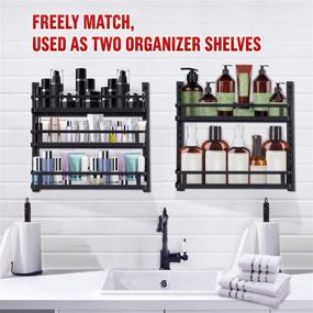 img 1 attached to Adjustable Spice Rack Organizer, G-TING 5 Tier Wall Mounted Spice Shelf with 5 Hooks, Dual-use Seasoning Holder Racks for Kitchen Cabinet Pantry Door Bathroom, Black