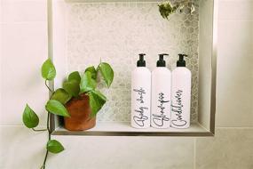 img 2 attached to 💦 3-Pack Modern White Shampoo Bottles with Pump: Dispensers for Shampoo, Conditioner, and Body Wash