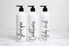 img 1 attached to 💦 3-Pack Modern White Shampoo Bottles with Pump: Dispensers for Shampoo, Conditioner, and Body Wash